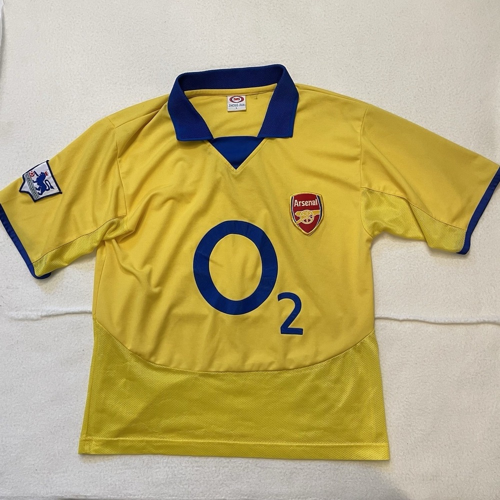 Vintage‎ Arsenal Soccer Futbol O2 Jersey Mens Size Large Retro Yellow